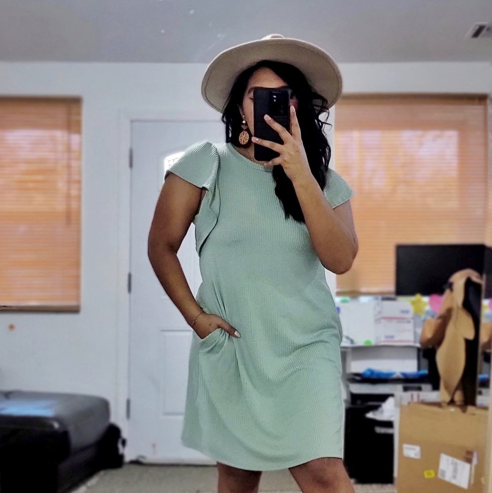REJOICE MINT GREEN RIBBED DRESS